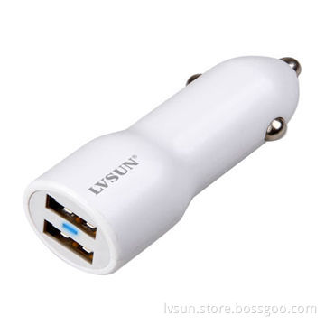 Dual-USB Car Charger with Multiple Security Protections and 12 - 24V Voltages